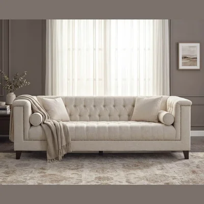Chesterfield Modern 3 Seater Fabric Sofa