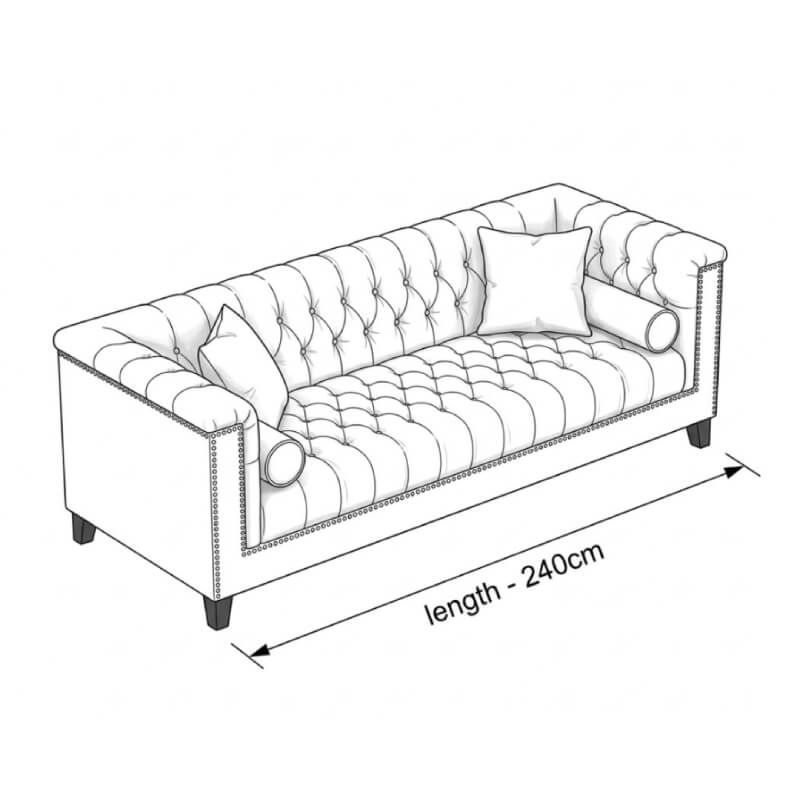 Chesterfield Modern 3 Seater Fabric Sofa